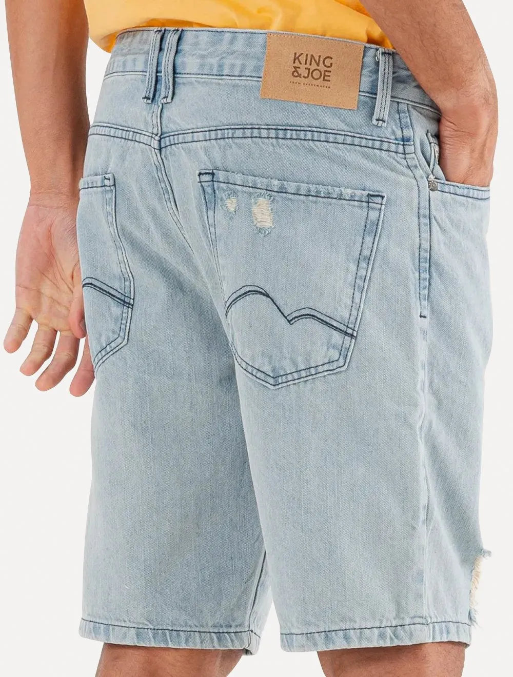 Bermuda King & Joe Jeans Masculina Slim Desgaste Blue Clara