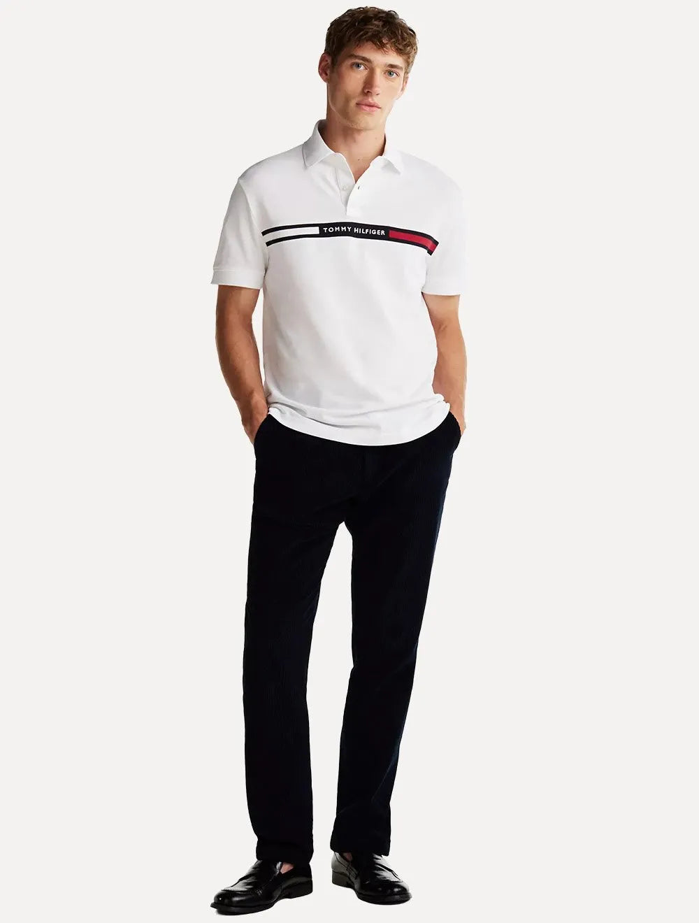 Polo Tommy Hilfiger Masculina Regular Chest Insert Logo Branca