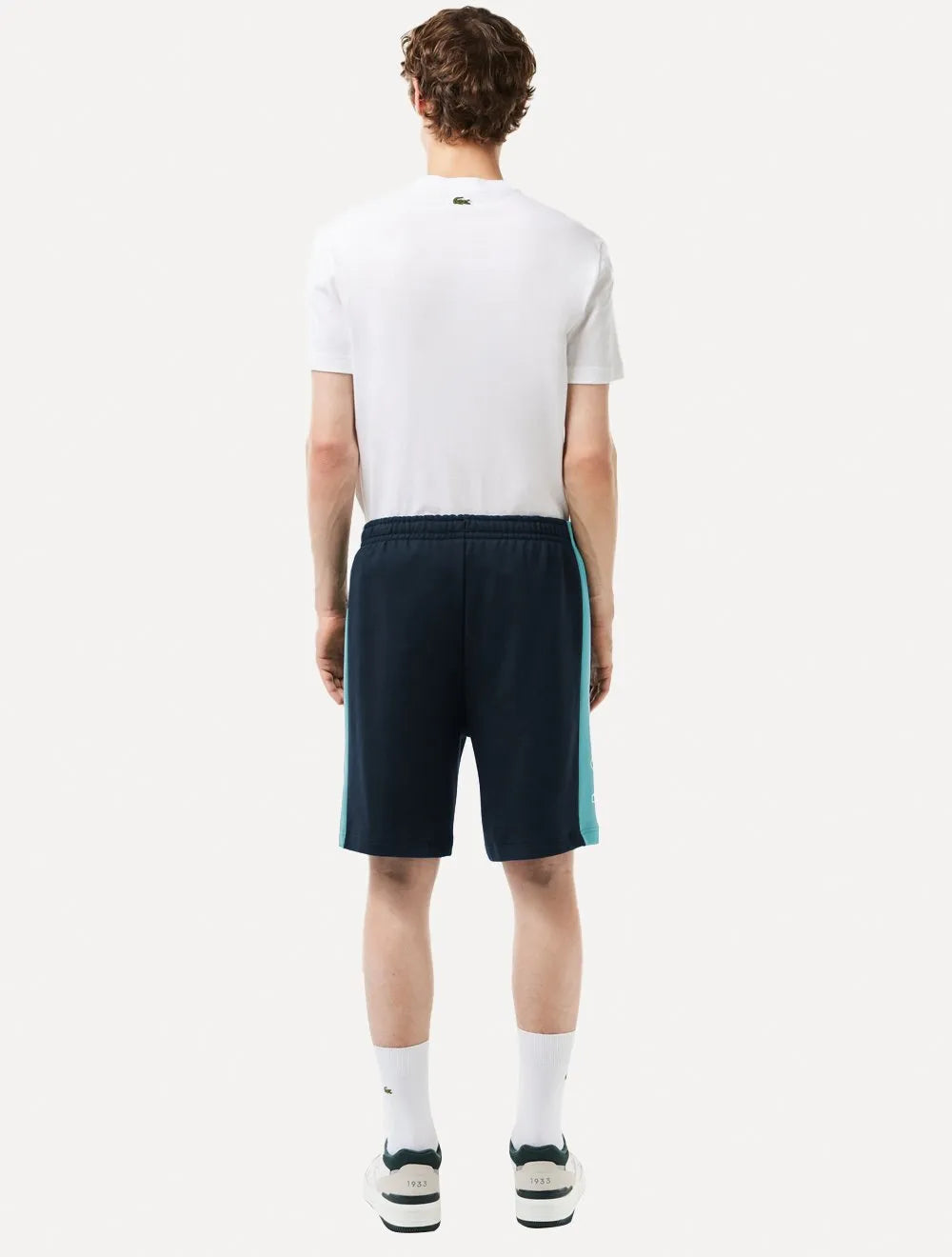 Bermuda Lacoste Masculina Moletom Fleece Colourblock Jogger Marinho