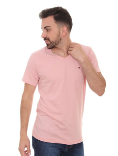 Camiseta Tommy Hilfiger Masculina Essential V-Neck Rosa Claro