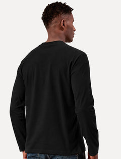 Camiseta Calvin Klein Masculina Manga Longa Rubber CK Frontal Preta