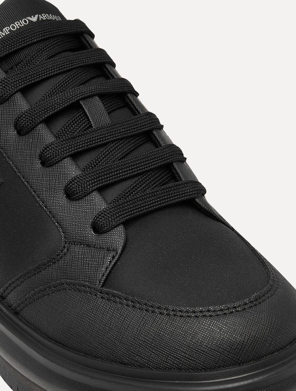 Tênis Empório Armani Masculino Logo Águia Metálico Preto