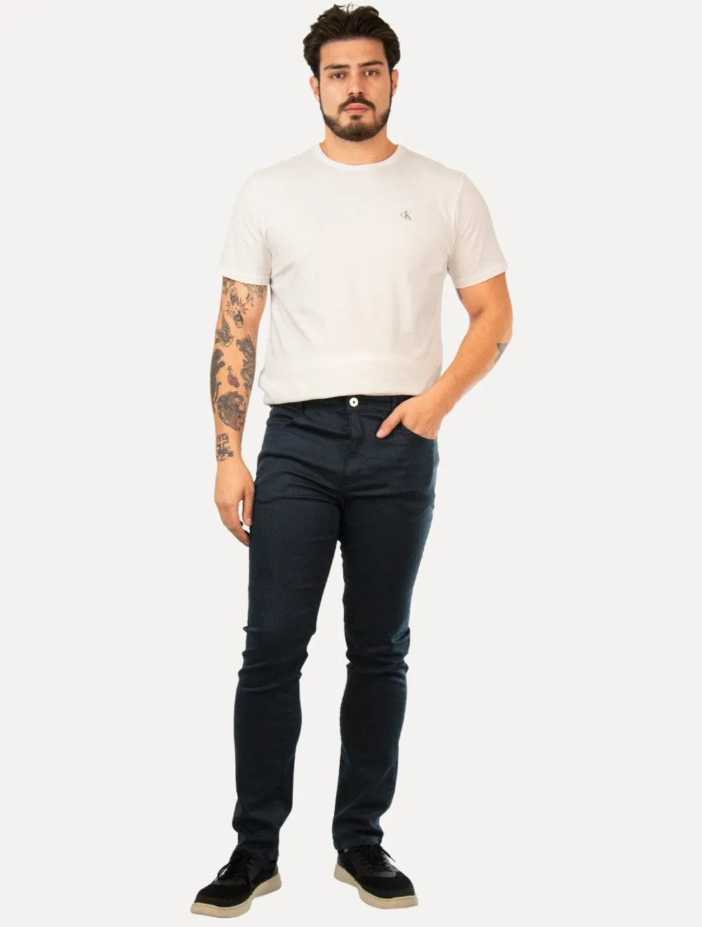 Calça Dudalina Jeans Masculina Slim Acetinada Escura