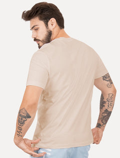 Camiseta Calvin Klein Masculina Meia Malha Basica CK Cáqui Claro