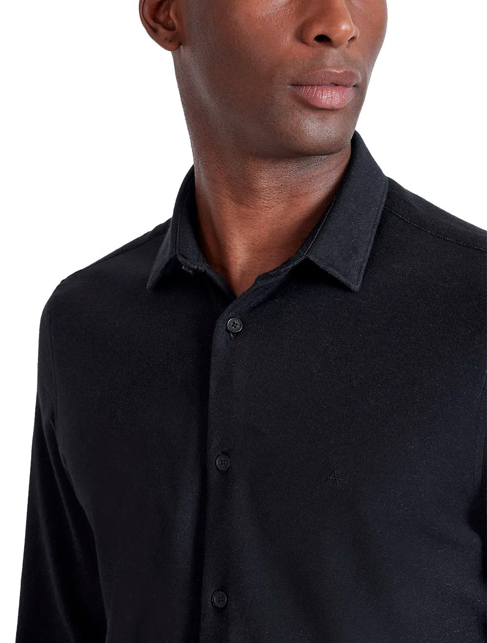 Camisa Aramis Masculina Manga Longa Slim Malha Dupla Preta