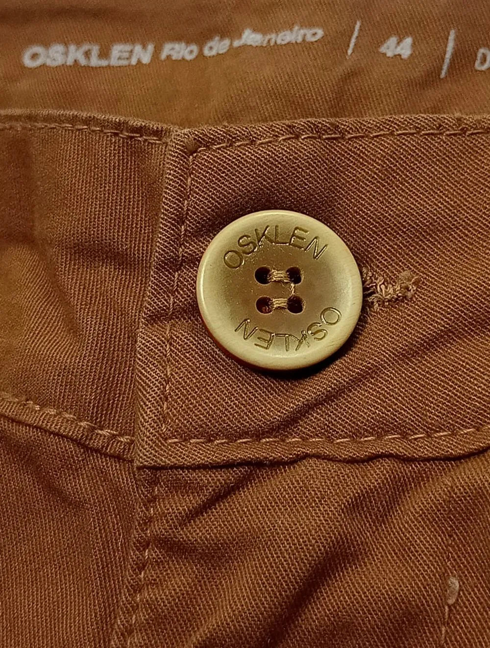Calça Osklen Masculina Sarja Regular 5 Pockets Color Lisa Terracota