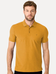 Polo Dudalina Masculina Piquet Essential Color Amarelo Escuro