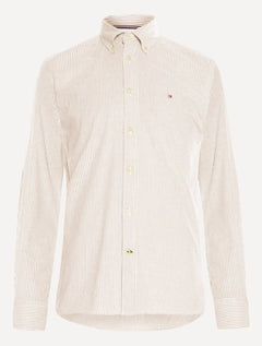 Camisa Tommy Hilfiger Masculina Regular Oxford Striped Cáqui