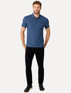 Polo Dudalina Masculina Piquet Essential Color Azul Índigo