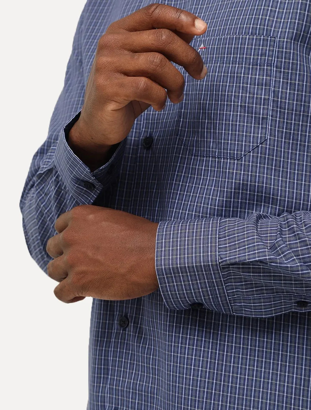Camisa Aramis Masculina Regular Tricoline Micro Xadrez Azul Marinho