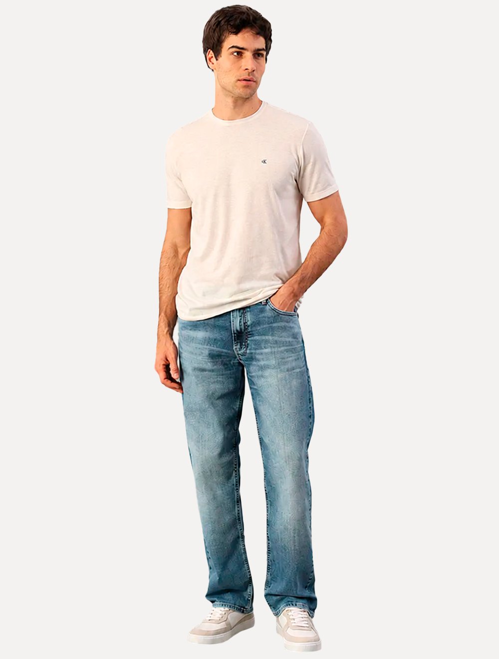 Camiseta Calvin Klein Jeans Masculina Botonê Off White