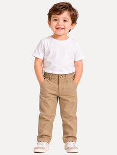 Calça Reserva Infantil Linho Mini Casual Marrom Claro