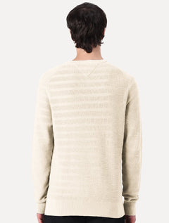 Suéter Tommy Jeans Masculino C-Neck Stripe Structured Off-White