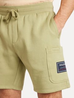 Bermuda Tommy Hilfiger Moletom Masculina Flag Logo Badge Verde Oliva