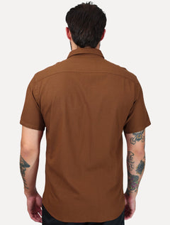 Camisa King & Joe Casual Linen Blend Marrom