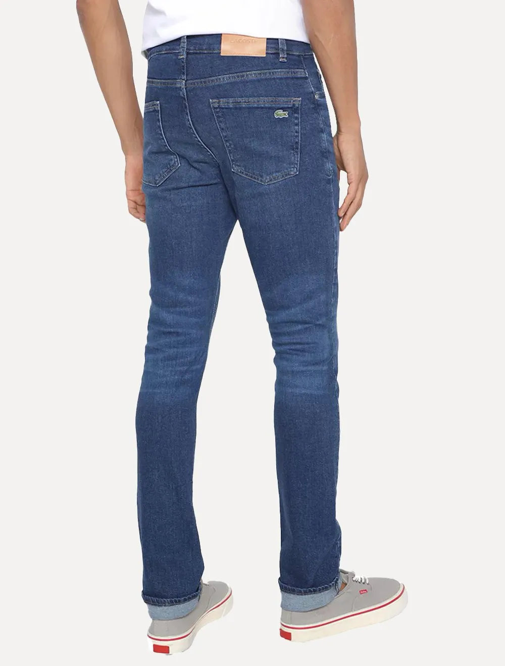 Calça Lacoste Jeans Masculina Slim Fit Cotton Denim Stretch Azul Médio