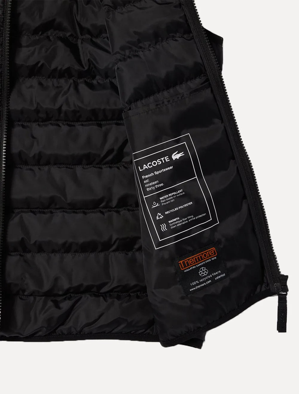 Colete Lacoste Masculino Puffer Water Repellent Vest Preta