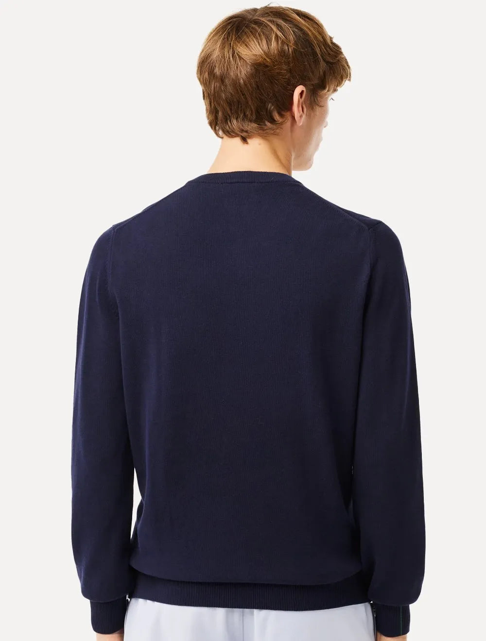 Suéter Lacoste Masculino Regular Fit Gola V Logo Azul Marinho