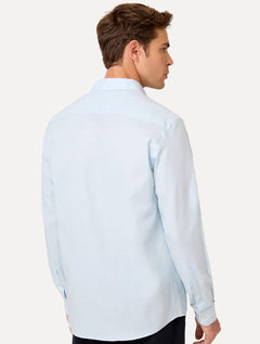 Camisa Dudalina Masculina Slim Fit Superfine Cotton Light Lisa Azul Claro