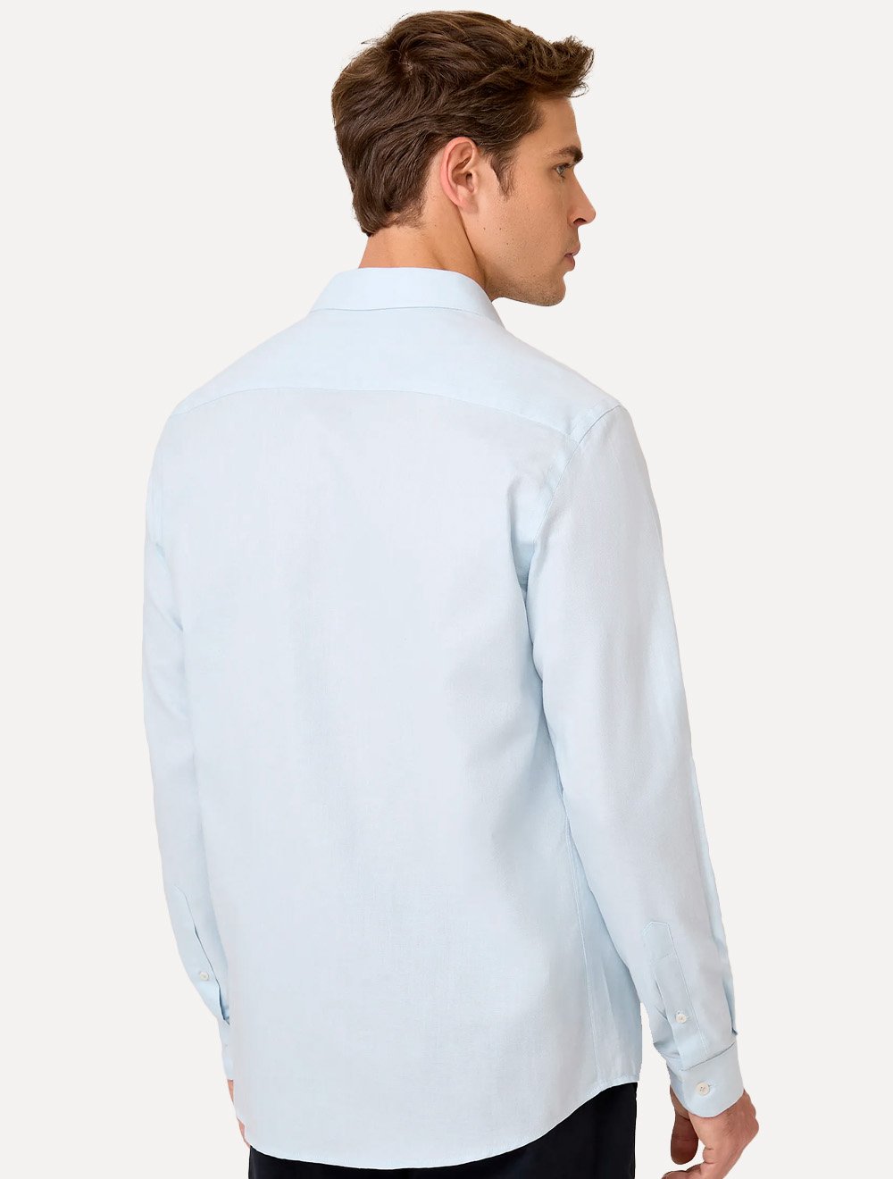 Camisa Dudalina Masculina Slim Fit Superfine Cotton Light Lisa Azul Claro