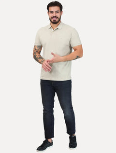 Polo Aramis Masculina Piquet Inner Detail Cáqui Claro