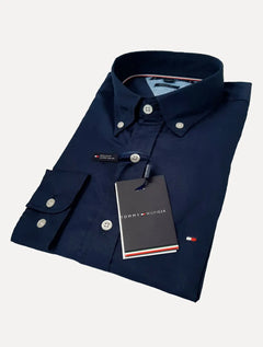 Camisa Tommy Hilfiger Masculina Regular Fit Classic Collar Azul Marinho
