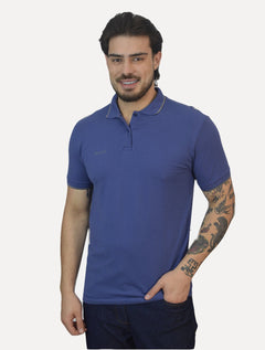 Polo Guess Masculina Piquet Silk Linear Light Friso Azul Escuro