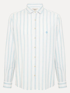 Camisa Dudalina Masculina Comfort Superfine Cotton Listrada Light Azul Claro