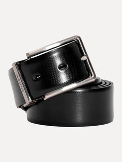 Cinto Aramis Masculino Couro Dupla Face Engrave Preto/Café