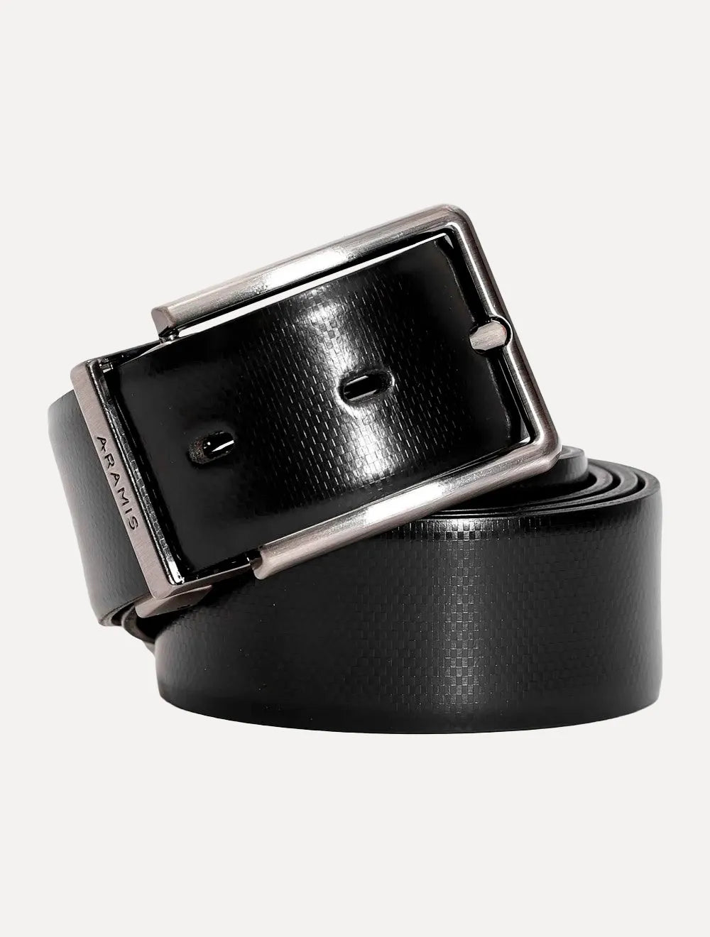 Cinto Aramis Masculino Couro Dupla Face Engrave Preto/Café