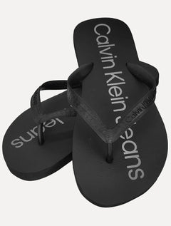 Chinelo Calvin Klein Jeans Silk Grey Logo Básico Preto