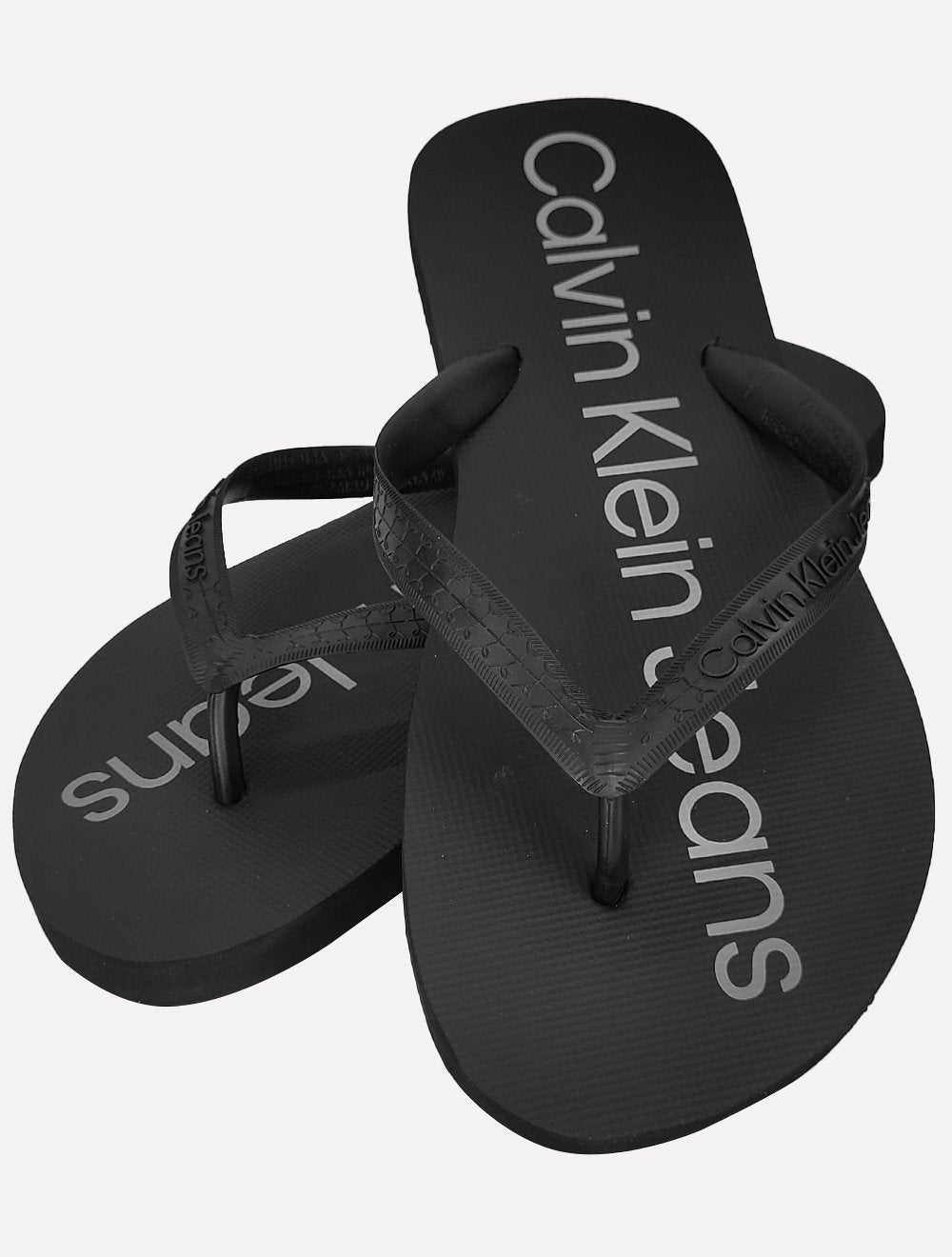 Chinelo Calvin Klein Jeans Silk Grey Logo Básico Preto