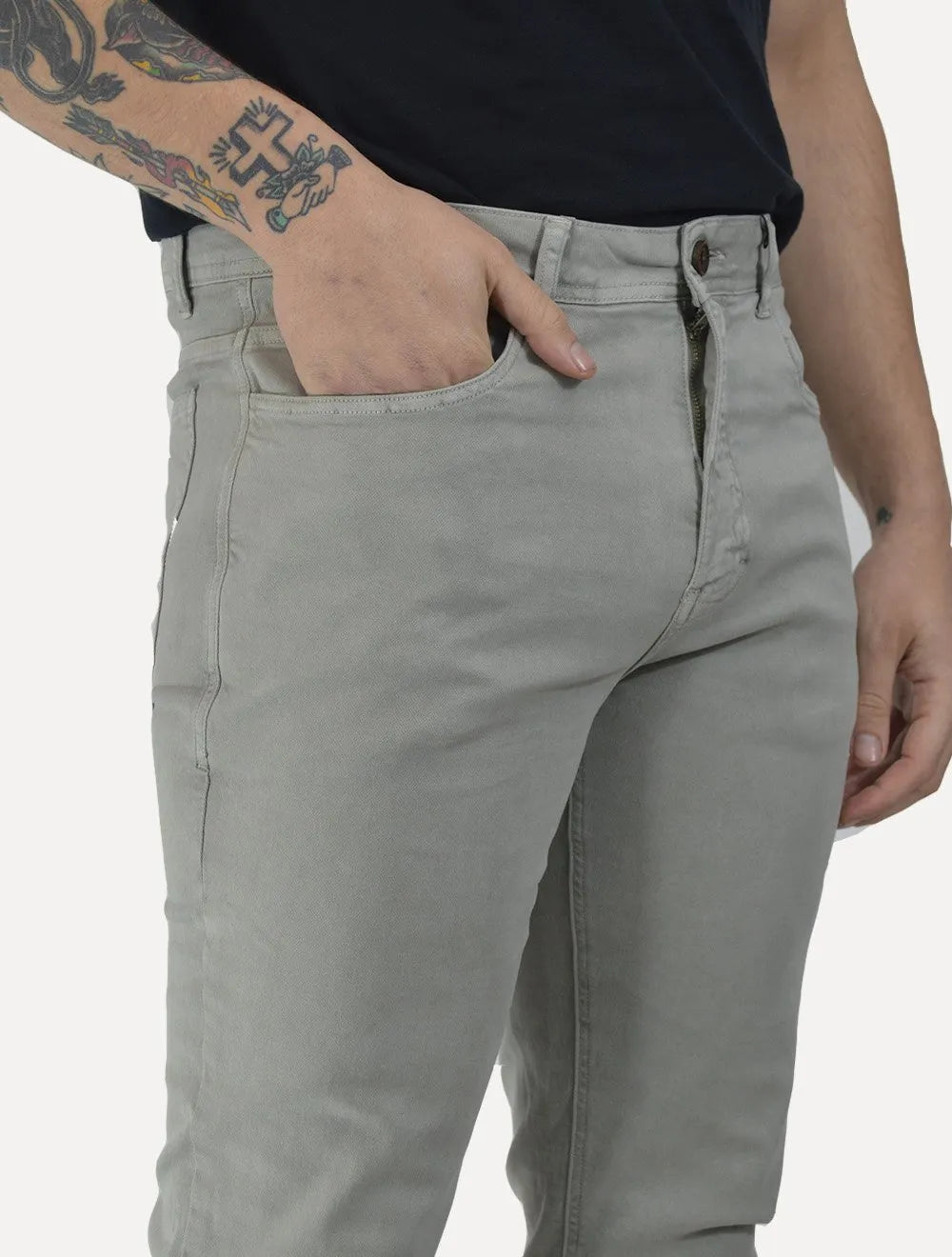 Calça Aramis Jeans Masculina Skinny Color 5 Pockets Cinza Claro