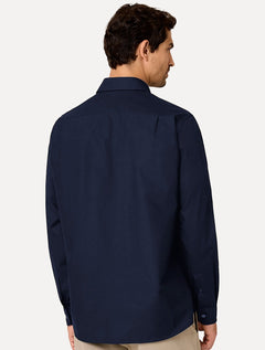 Camisa Dudalina Masculina Comfort Superfine Cotton Mono Logo Azul Escuro