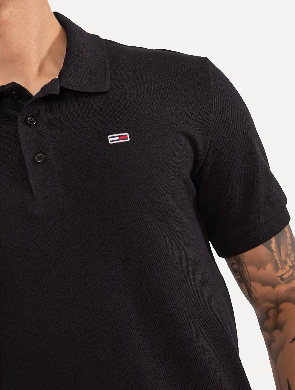 Polo Tommy Jeans Masculina Regular Original Fine Piquet Preta