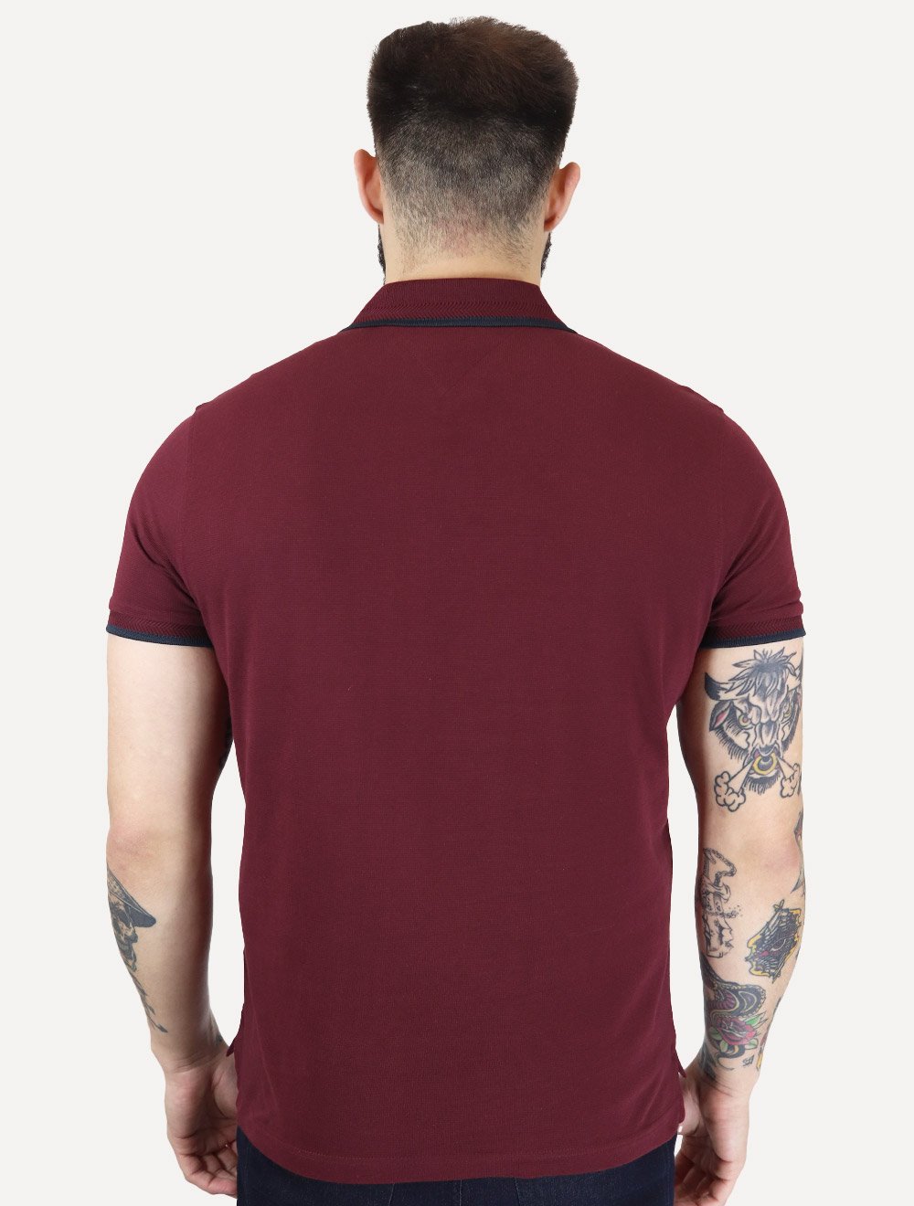 Polo Tommy Hilfiger Masculina Regular Holiday Crest Bordô