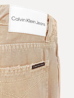 Bermuda Calvin Klein Jeans Destroyed Label Cáqui Claro
