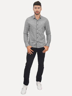 Camisa Calvin Klein Jeans Masculina Slim Tela Algodão Cinza Mescla