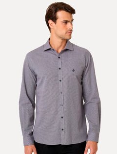 Camisa Dudalina Masculina Comfort Fit Superfine Cotton Beveled Cinza Escuro