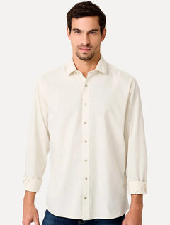 Camisa Dudalina Masculina Slim Slub Cotton Flame Lisa Off White