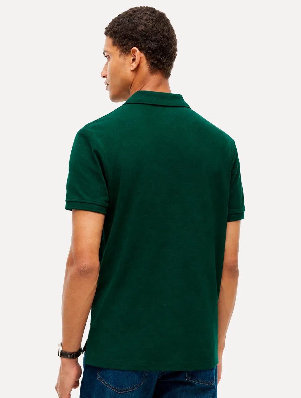 Polo Tommy Hilfiger Masculina Piquet Regular Melange Collar Verde Escuro
