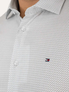 Camisa Tommy Hilfiger Masculina Slim Mini Print Branca