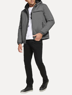 Jaqueta Calvin Klein Hooded CK Peito Cinza Mescla Escuro