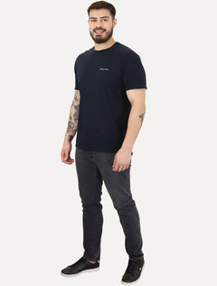 Camiseta Tommy Jeans Masculina Slim Linear Chest Azul Marinho