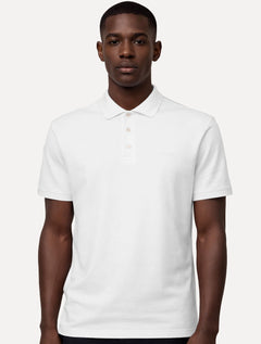 Polo John John Masculina Silm Fit New Simple Light Button Branca