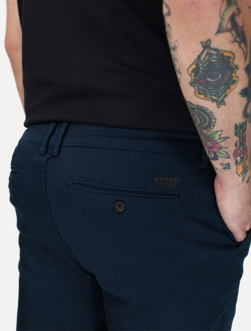 Bermuda K&J Black Masculina Casual Flex Cetim Azul Marinho