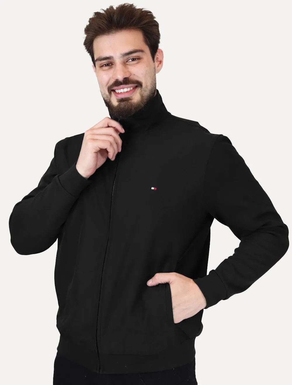 Jaqueta Tommy Hilfiger Essential Intechno Mix Zip Preto