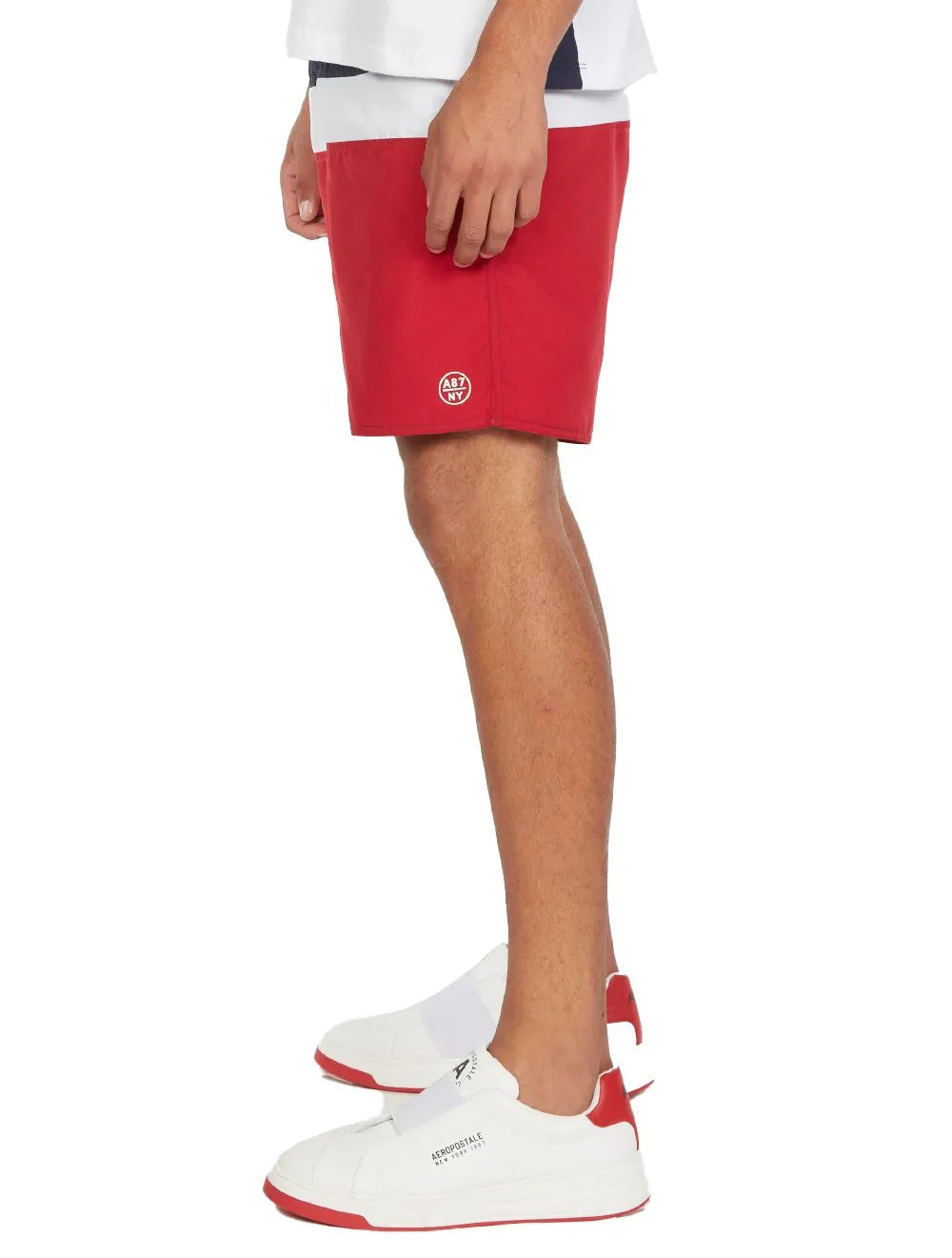 Short Aeropostale Masculino D'Água Swimwear A87/NY Colorblock Marinho Branco Vermelho