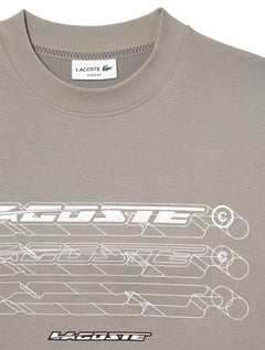 Moletom Lacoste Masculino Crewneck Loose Branded Cinza Claro