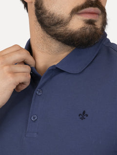 Polo Dudalina Piquet Essentials Cotton Basica Modal Azul Escuro